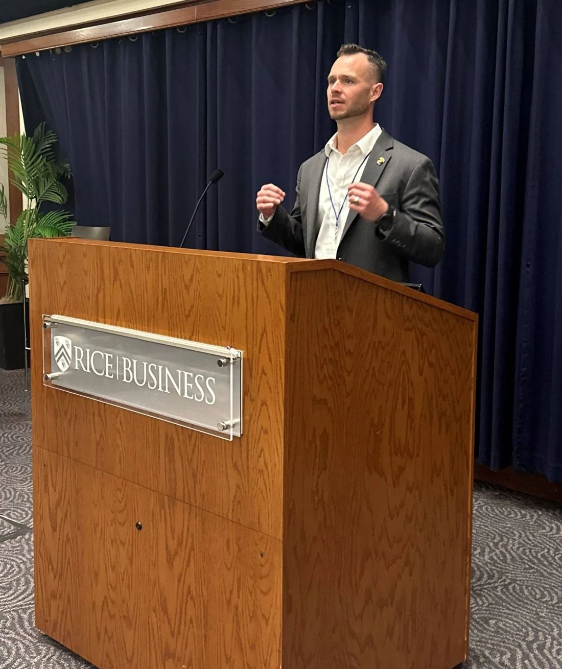 Daniel speaking at Rice Business